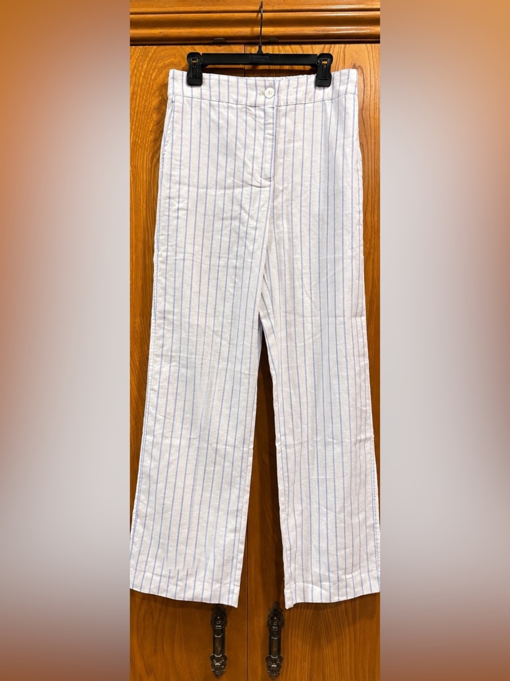 NWT Faherty Malibu Linen Pull-On Pants Blue Stripe M